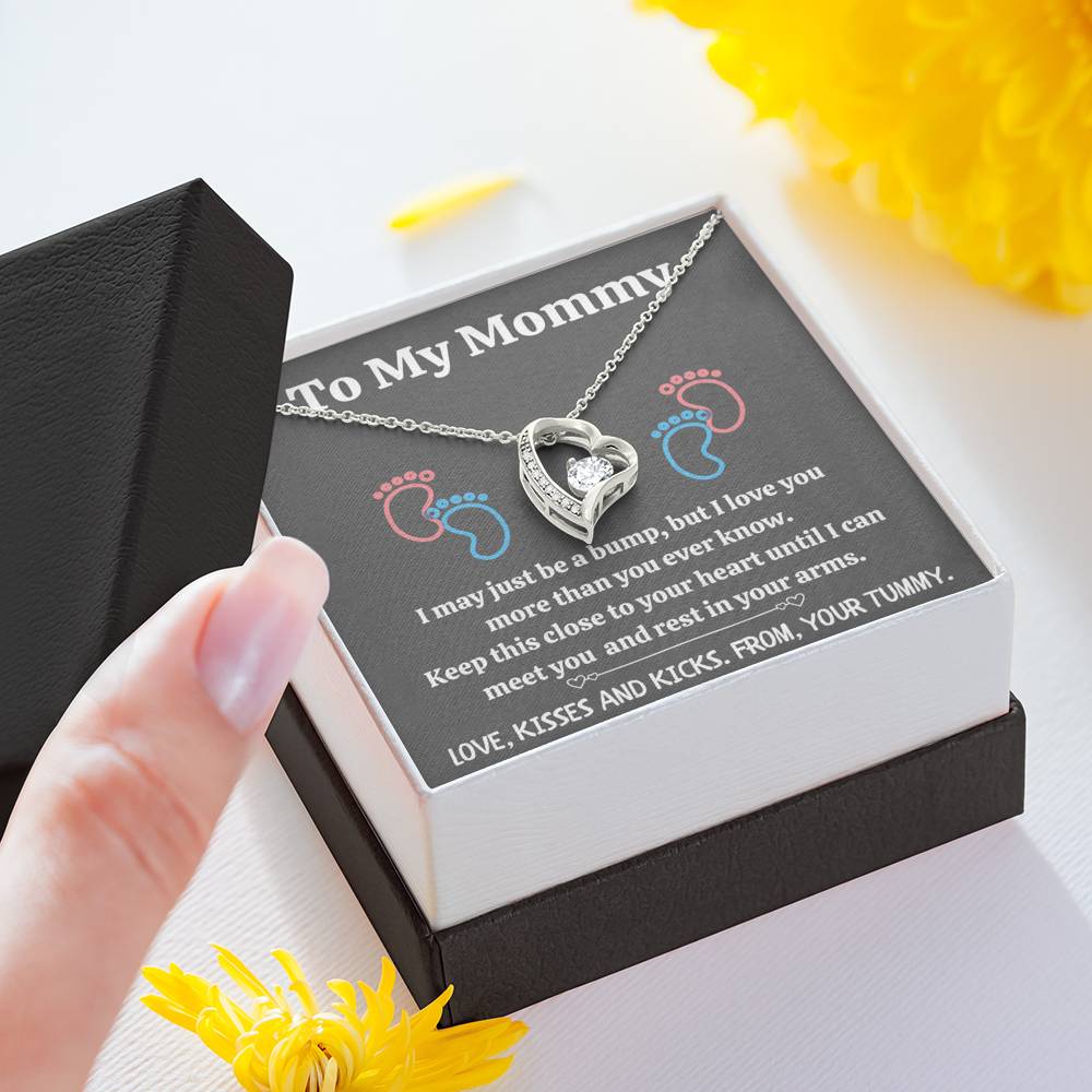 TO MY MOMMY "BABY FEET - GRAY" HEART NECKLACE GIFT SET - ON CLOUD NINE GIFTS