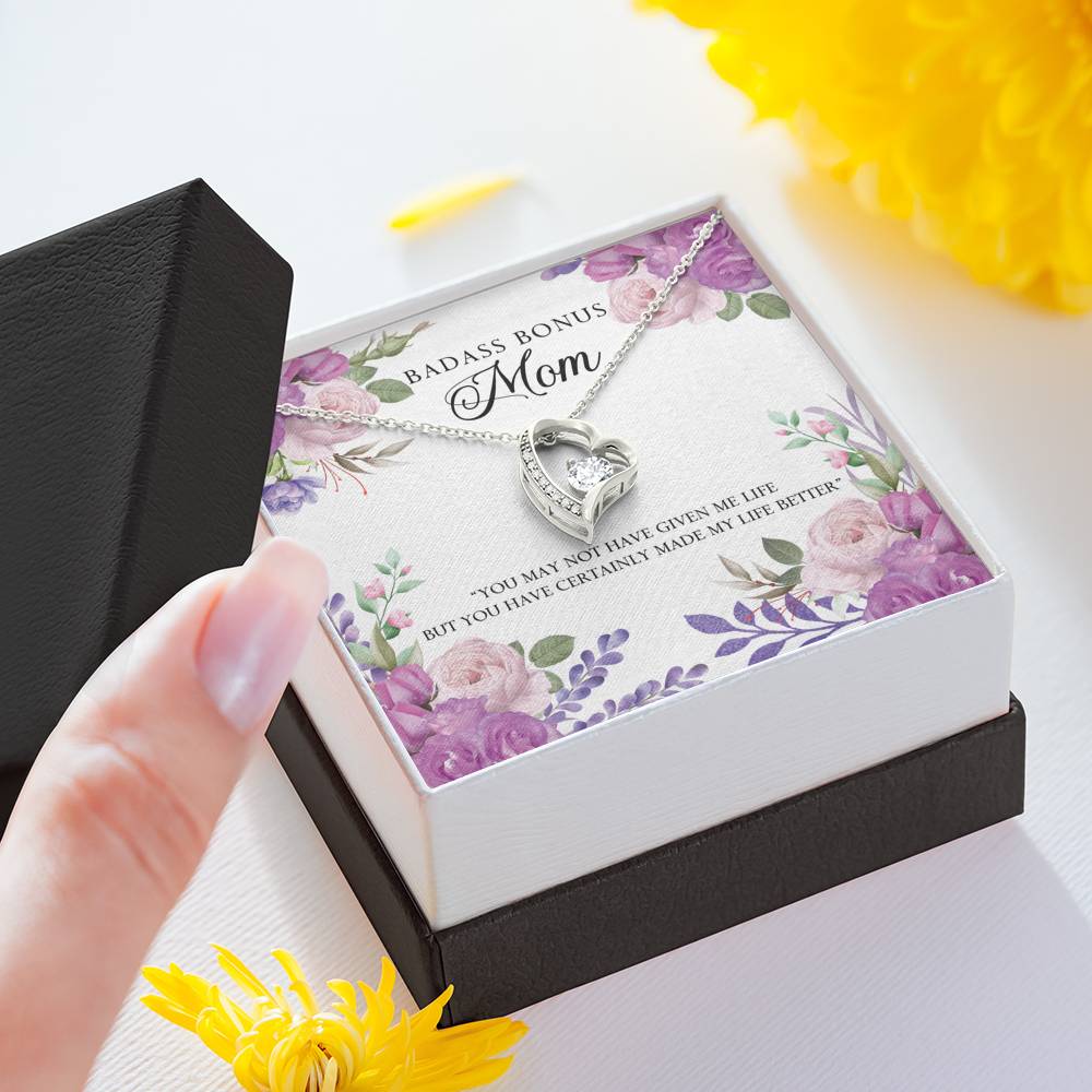 TO MY BADASS BONUS MOM "LIFE-SO" HEART NECKLACE GIFT SET - ON CLOUD NINE GIFTS