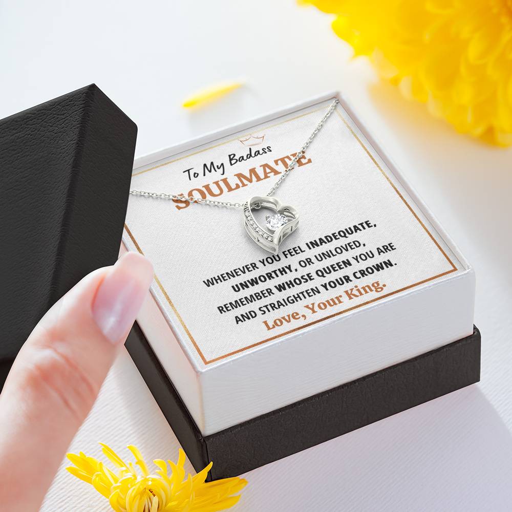 TO MY BADASS SOULMATE QUEEN HEART NECKLACE GIFT SET - ON CLOUD NINE GIFTS