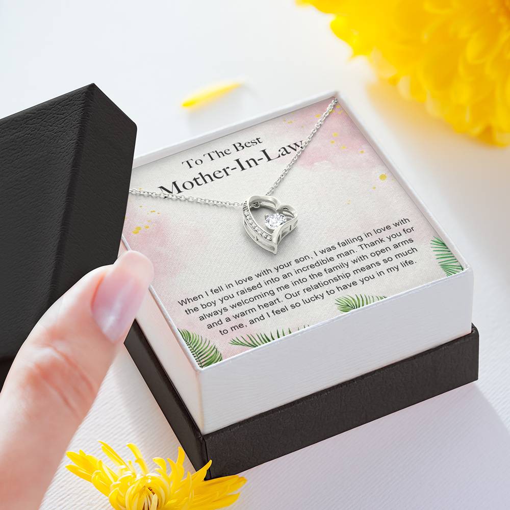 TO THE BEST MOTHER IN LAW "WARM HEART-PB" HEART NECKLACE GIFT SET - ON CLOUD NINE GIFTS