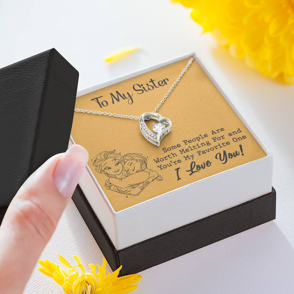 TO MY SISTER WORTH MELTING HUG YELLOW HEART NECKLACE GIFT SET - ON CLOUD NINE GIFTS