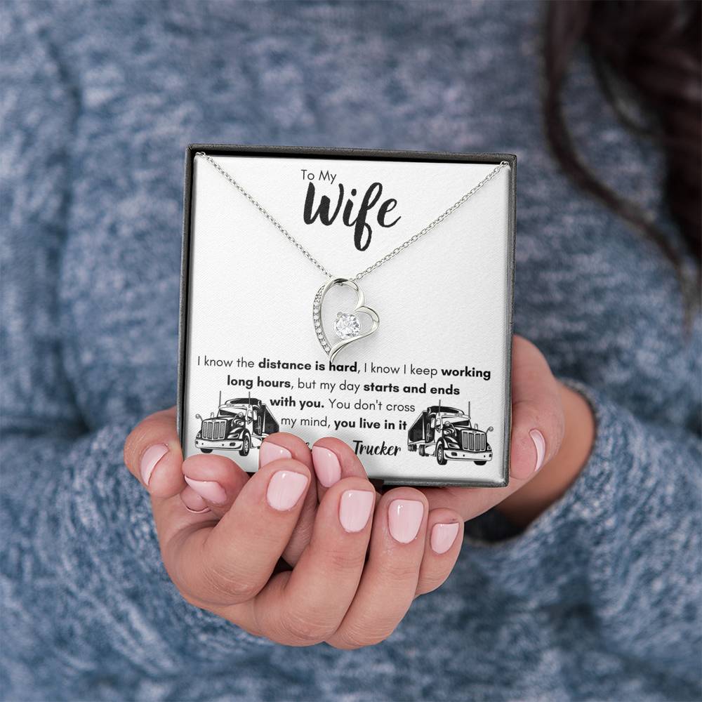 TO MY WIFE "LOVE, YOUR TRUCKER" HEART NECKLACE GIFT SET - ON CLOUD NINE GIFTS