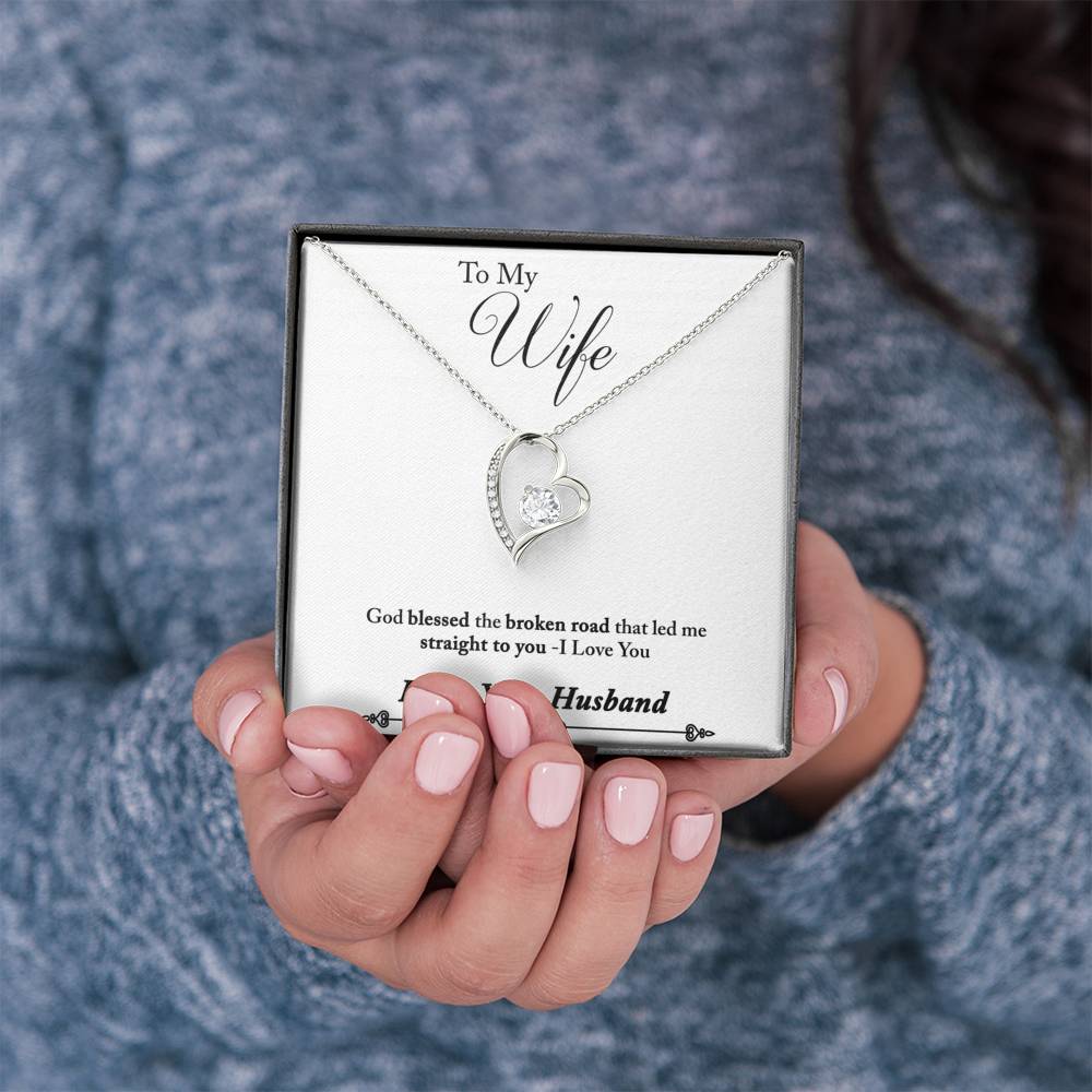 TO MY WIFE "BROKEN ROAD - SO" HEART NECKLACE GIFT SET - ON CLOUD NINE GIFTS