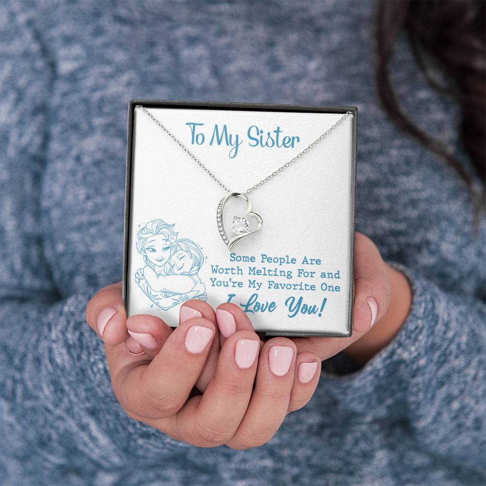 TO MY SISTER WORTH MELTING HUG SKY BLUE HEART NECKLACE GIFT SET - ON CLOUD NINE GIFTS
