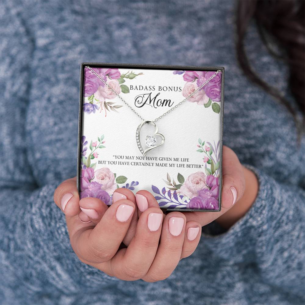 TO MY BADASS BONUS MOM "LIFE-SO" HEART NECKLACE GIFT SET - ON CLOUD NINE GIFTS