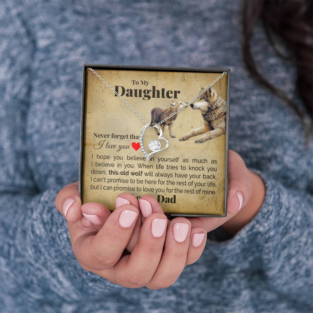 TO MY DAUGHTER "THIS OLD WOLF" HEART NECKLACE GIFT SET - ON CLOUD NINE GIFTS