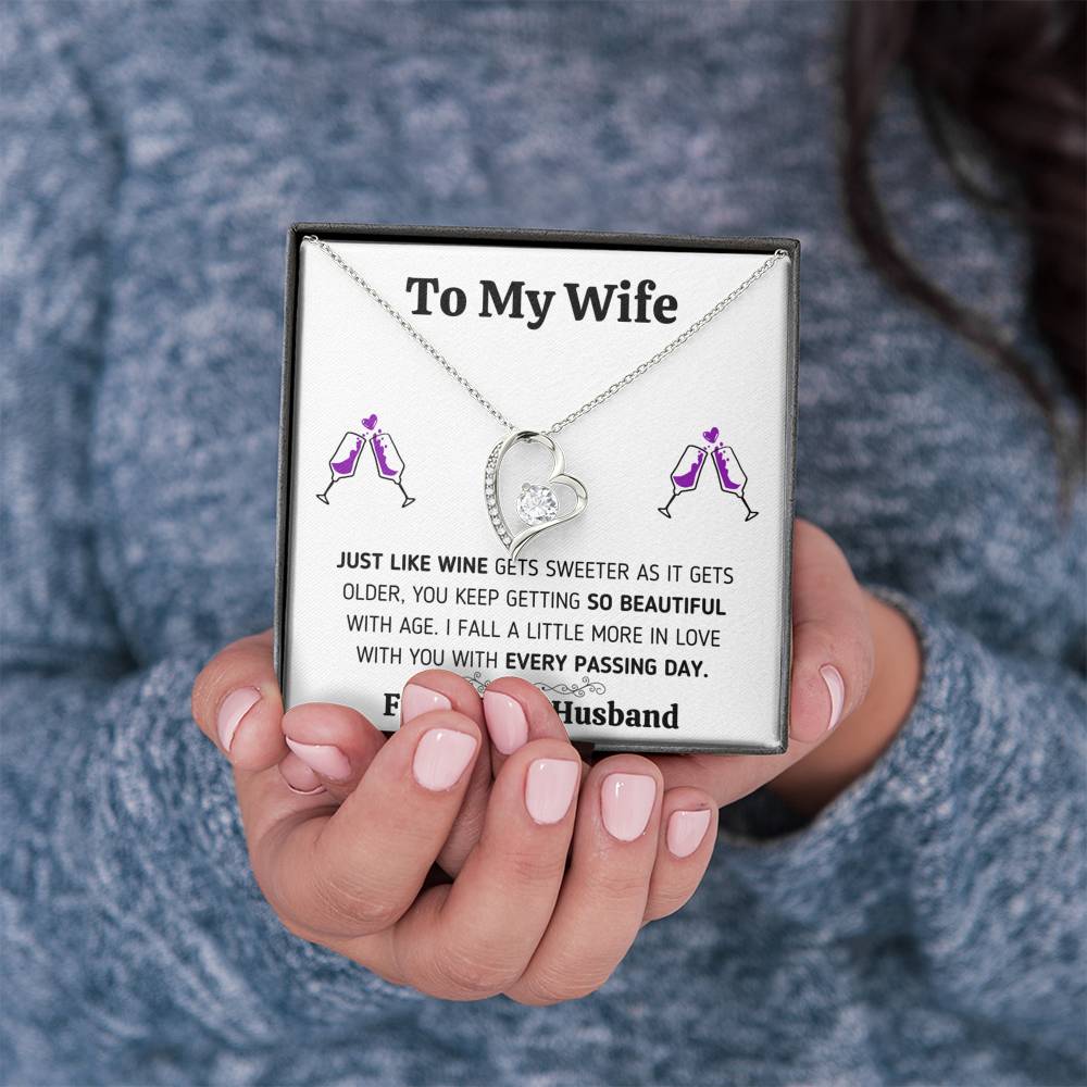 TO MY WIFE "JUST LIKE WINE" HEART NECKLACE GIFT SET - ON CLOUD NINE GIFTS