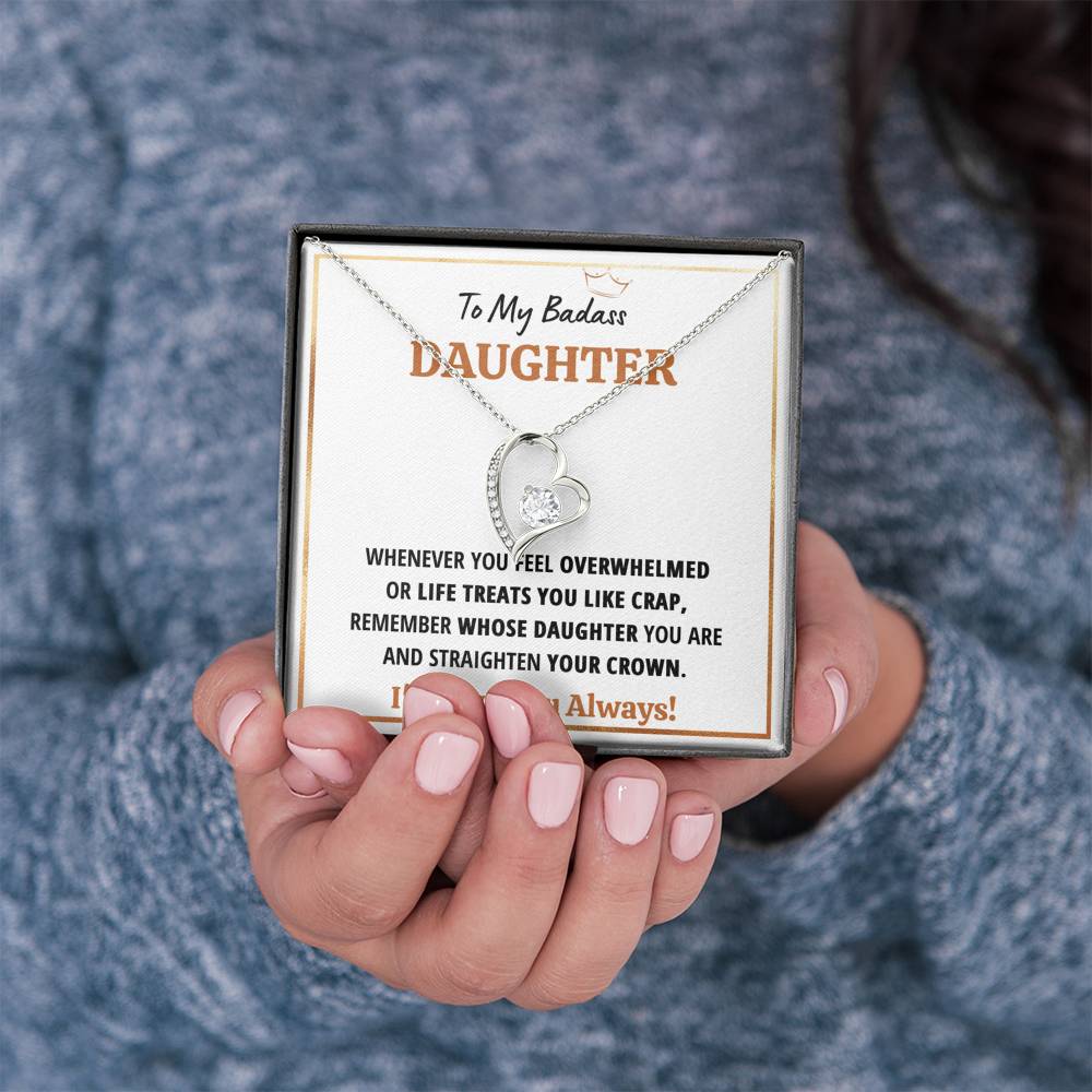 TO MY BADASS DAUGHTER "CRAP - WHITE" HEART NECKLACE GIFT SET - ON CLOUD NINE GIFTS
