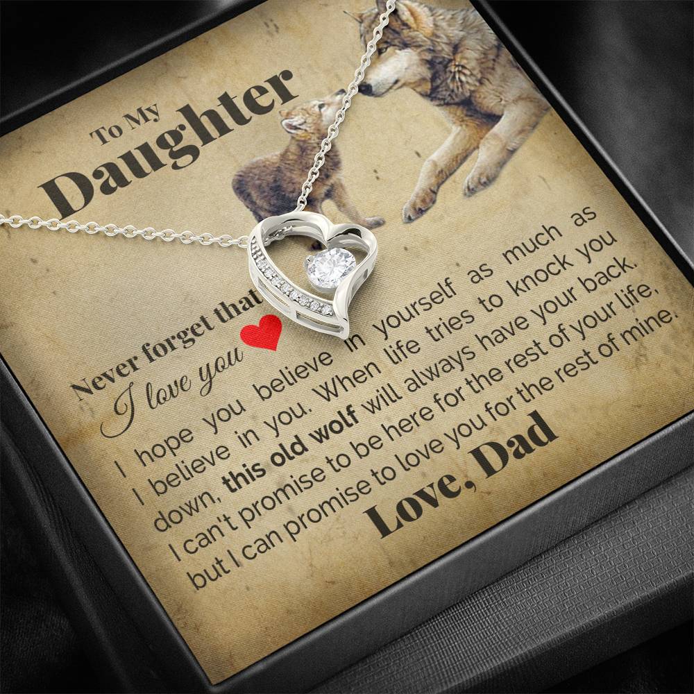 TO MY DAUGHTER "THIS OLD WOLF" HEART NECKLACE GIFT SET - ON CLOUD NINE GIFTS
