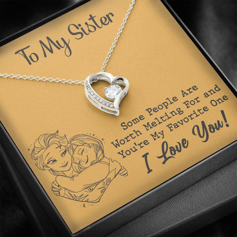 TO MY SISTER WORTH MELTING HUG YELLOW HEART NECKLACE GIFT SET - ON CLOUD NINE GIFTS