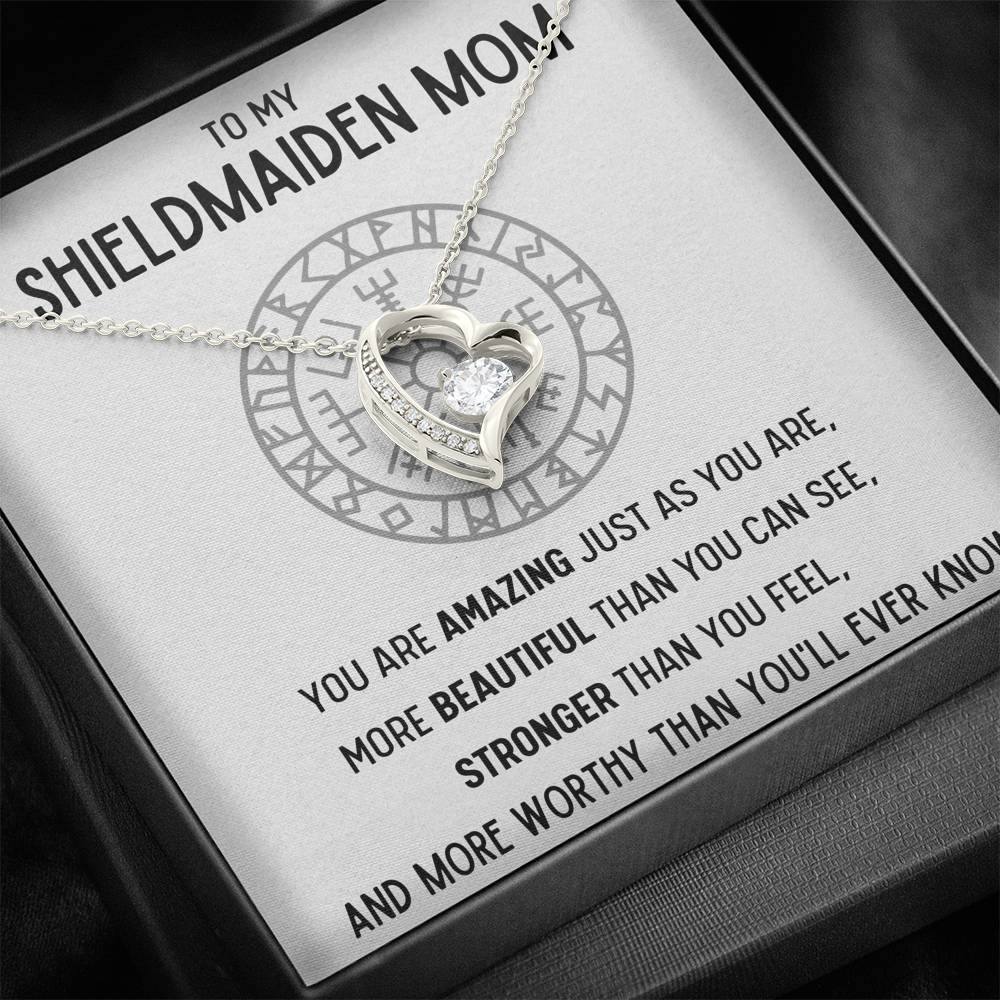 TO MY SHIELDMAIDEN MOM "WORTHY" HEART NECKLACE GIFT SET - ON CLOUD NINE GIFTS