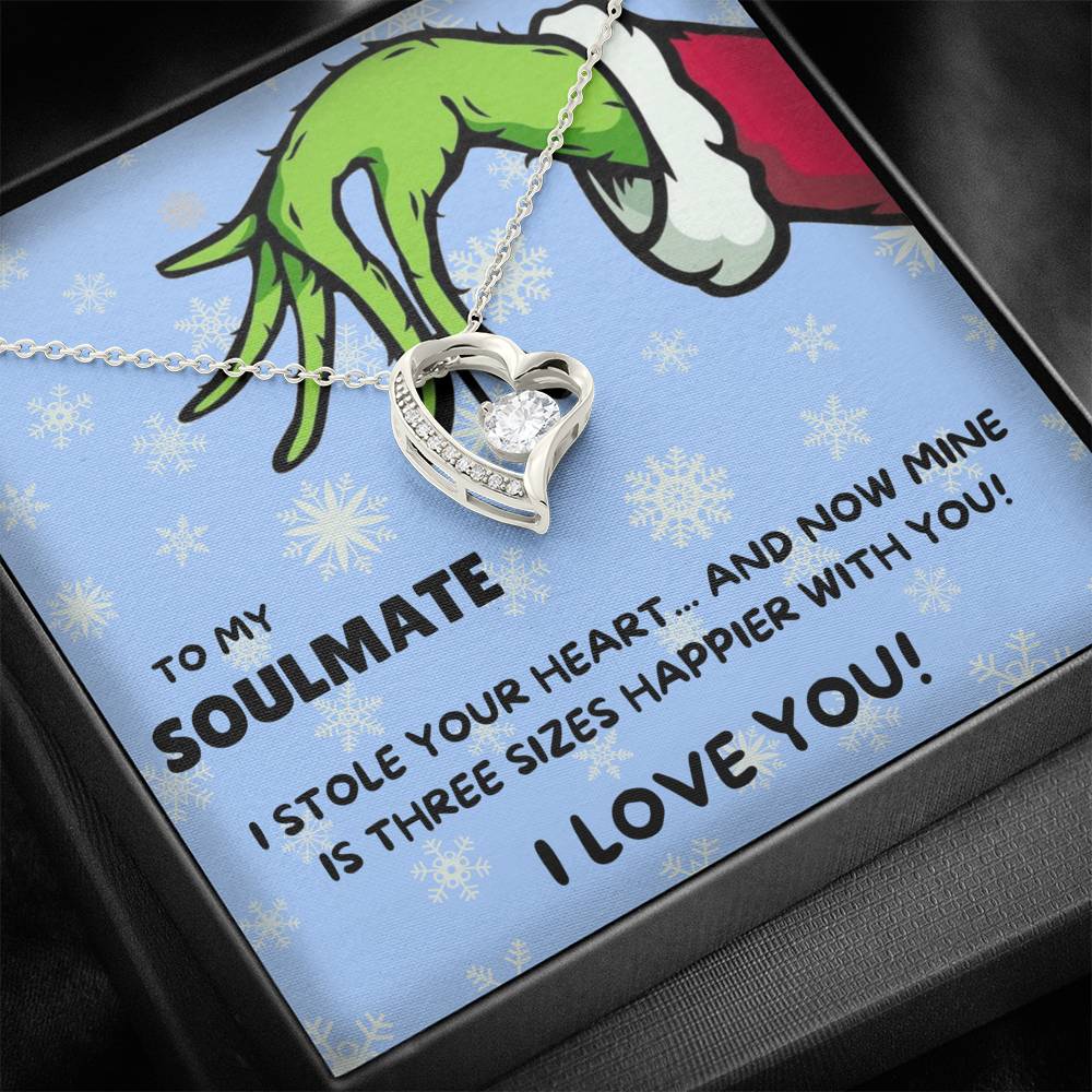 TO MY SOULMATE "THREE SIZES HAPPIER - SNOW" HEART NECKLACE GIFT SET - ON CLOUD NINE GIFTS