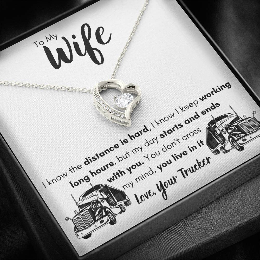 TO MY WIFE "LOVE, YOUR TRUCKER" HEART NECKLACE GIFT SET - ON CLOUD NINE GIFTS