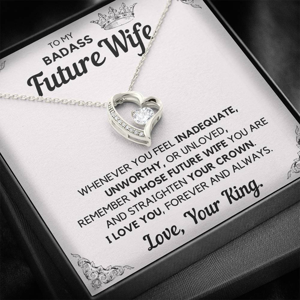 TO MY BADASS FUTURE WIFE CROWN HEART NECKLACE GIFT SET - ON CLOUD NINE GIFTS