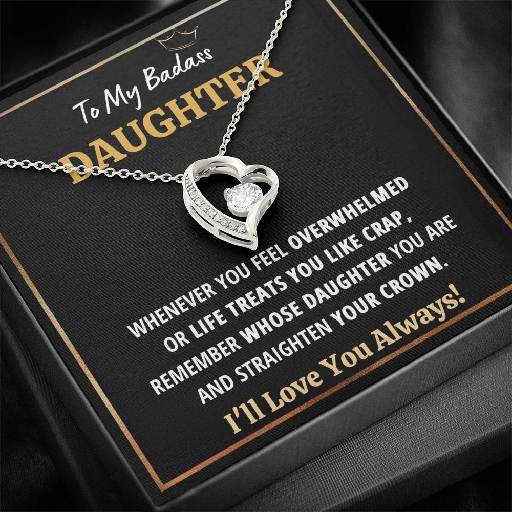 TO MY BADASS DAUGHTER "CRAP - BLACK" HEART NECKLACE GIFT SET - ON CLOUD NINE GIFTS