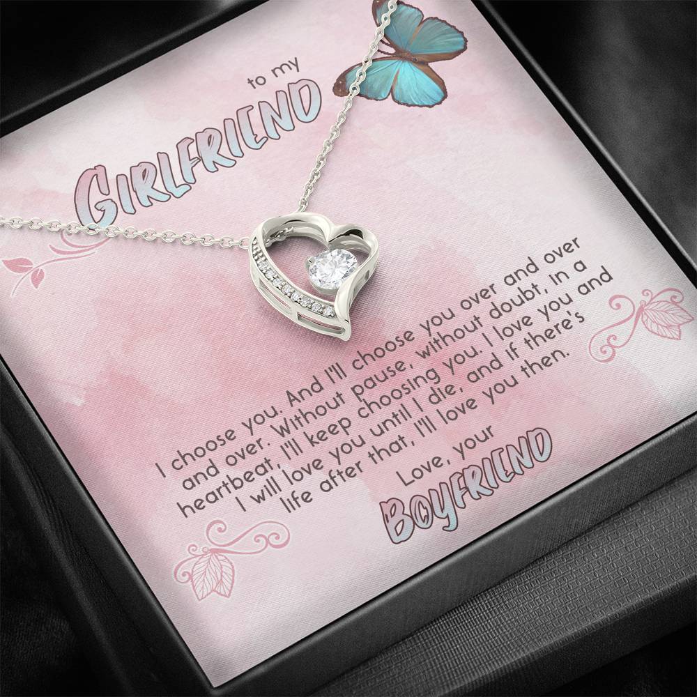 TO MY GIRLFRIEND "CHOOSE" HEART NECKLACE GIFT SET - ON CLOUD NINE GIFTS