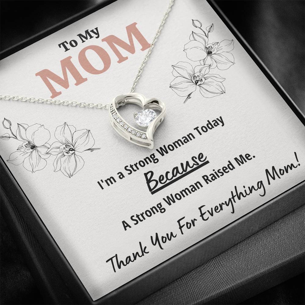 TO MY MOM "STRONG WOMAN" HEART NECKLACE GIFT SET - ON CLOUD NINE GIFTS