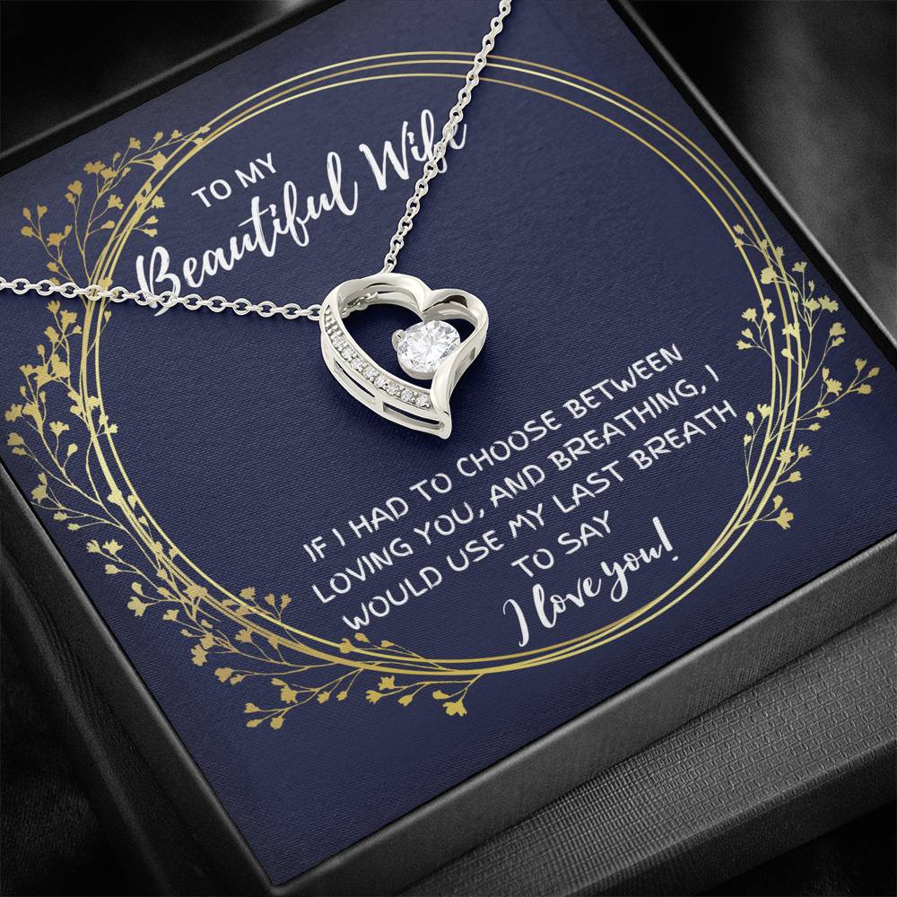 TO MY BEUTIFUL WIFE "BREATHING" HEART NECKLACE GIFT SET - ON CLOUD NINE GIFTS
