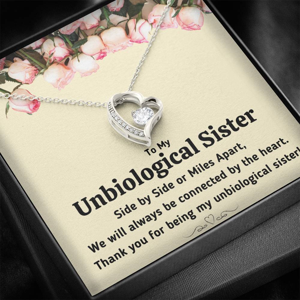 TO MY UNBIOLOGICAL SISTER "CONNECTED BY THE HEART" HEART NECKLACE GIFT SET - ON CLOUD NINE GIFTS