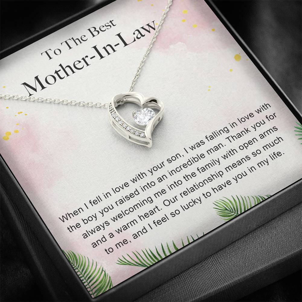TO THE BEST MOTHER IN LAW "WARM HEART-PB" HEART NECKLACE GIFT SET - ON CLOUD NINE GIFTS