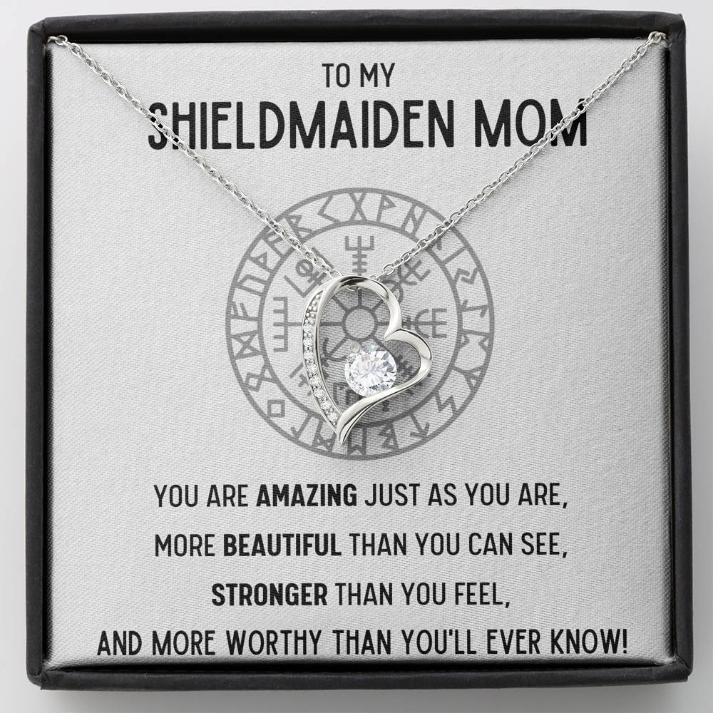 TO MY SHIELDMAIDEN MOM "WORTHY" HEART NECKLACE GIFT SET - ON CLOUD NINE GIFTS