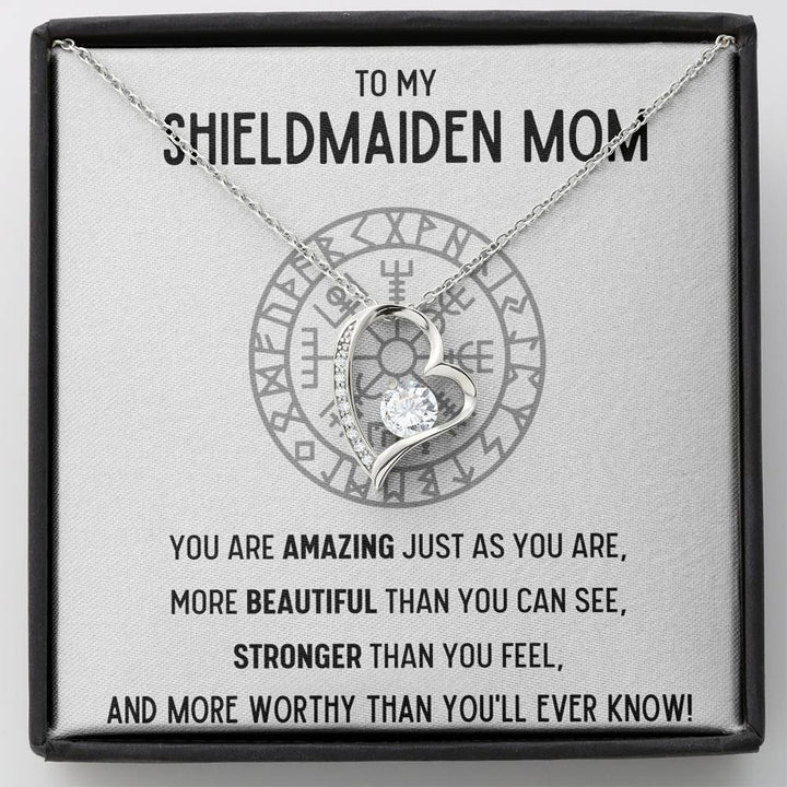 TO MY SHIELDMAIDEN MOM "WORTHY" HEART NECKLACE GIFT SET - ON CLOUD NINE GIFTS