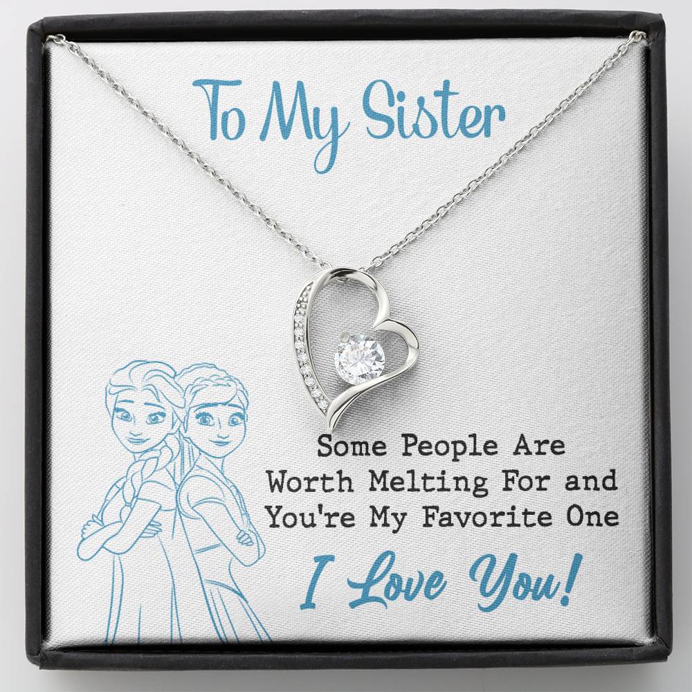 TO MY SISTER WORTH MELTING SKY BLUE HEART NECKLACE GIFT SET - ON CLOUD NINE GIFTS