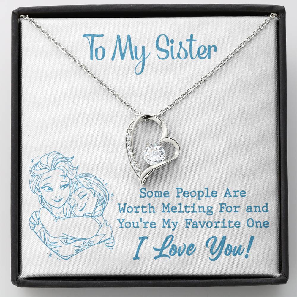 TO MY SISTER WORTH MELTING HUG SKY BLUE HEART NECKLACE GIFT SET - ON CLOUD NINE GIFTS