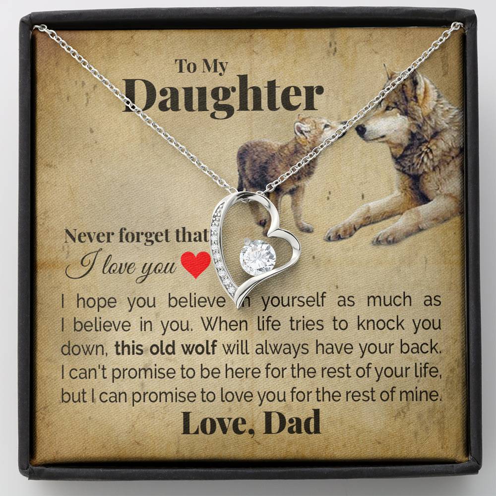 TO MY DAUGHTER "THIS OLD WOLF" HEART NECKLACE GIFT SET - ON CLOUD NINE GIFTS