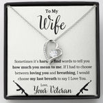 TO MY WIFE "VETERAN - BREATHING" HEART NECKLACE GIFT SET - ON CLOUD NINE GIFTS