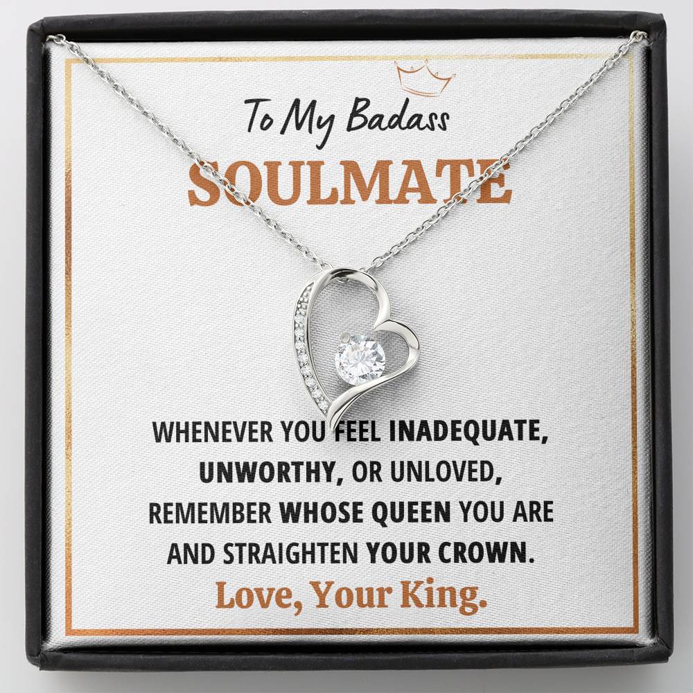 TO MY BADASS SOULMATE QUEEN HEART NECKLACE GIFT SET - ON CLOUD NINE GIFTS