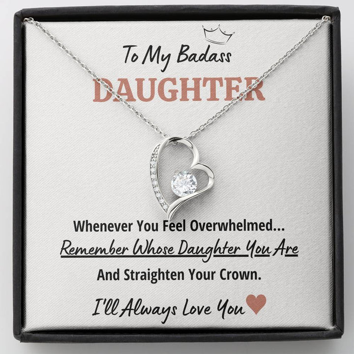 TO MY BADASS DAUGHTER "CROWN" HEART NECKLACE GIFT SET - ON CLOUD NINE GIFTS