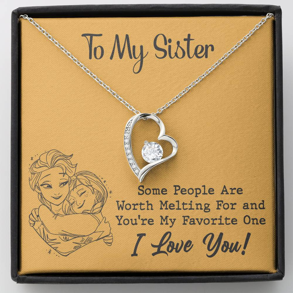 TO MY SISTER WORTH MELTING HUG YELLOW HEART NECKLACE GIFT SET - ON CLOUD NINE GIFTS