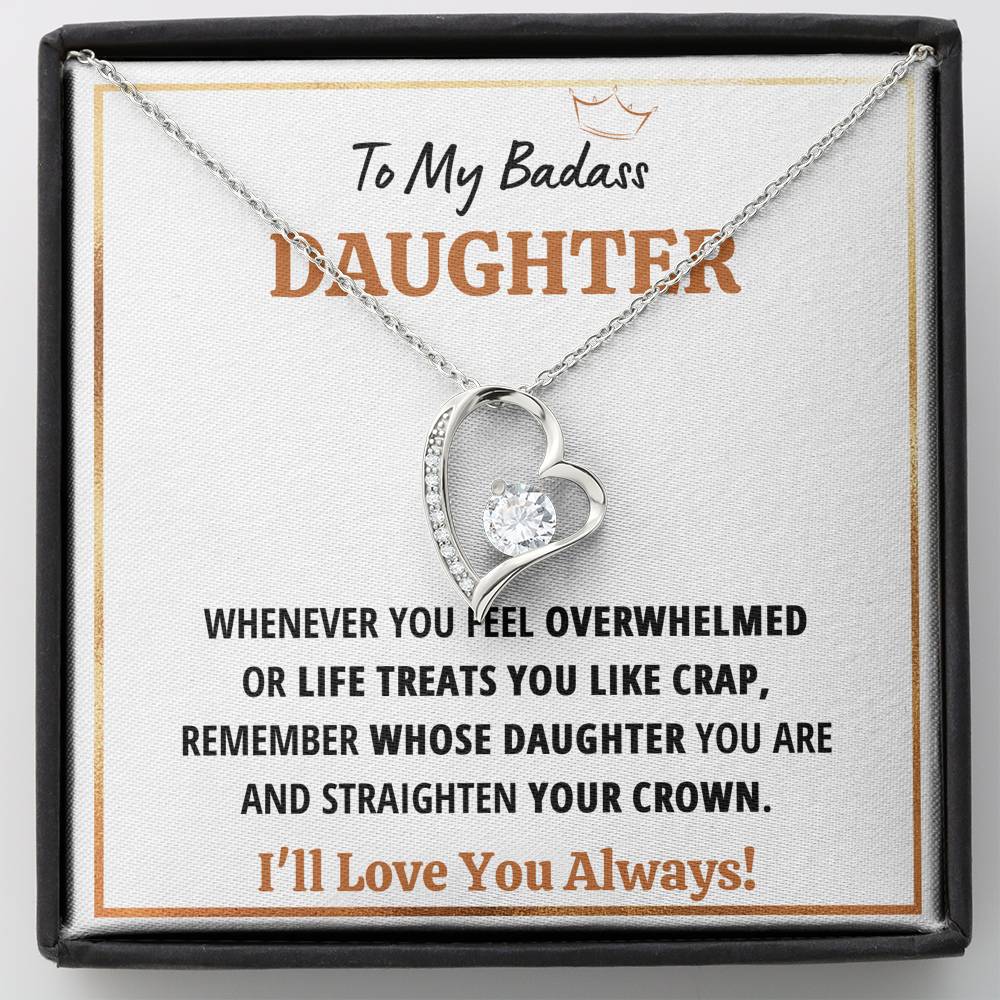 TO MY BADASS DAUGHTER "CRAP - WHITE" HEART NECKLACE GIFT SET - ON CLOUD NINE GIFTS
