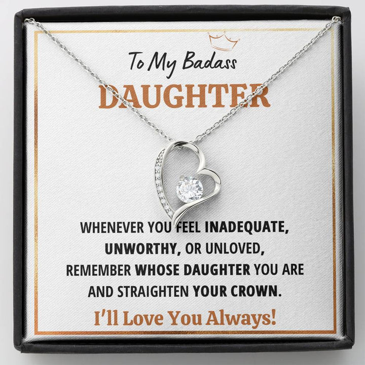 TO MY BADASS DAUGHTER CROWN HEART NECKLACE GIFT SET - ON CLOUD NINE GIFTS