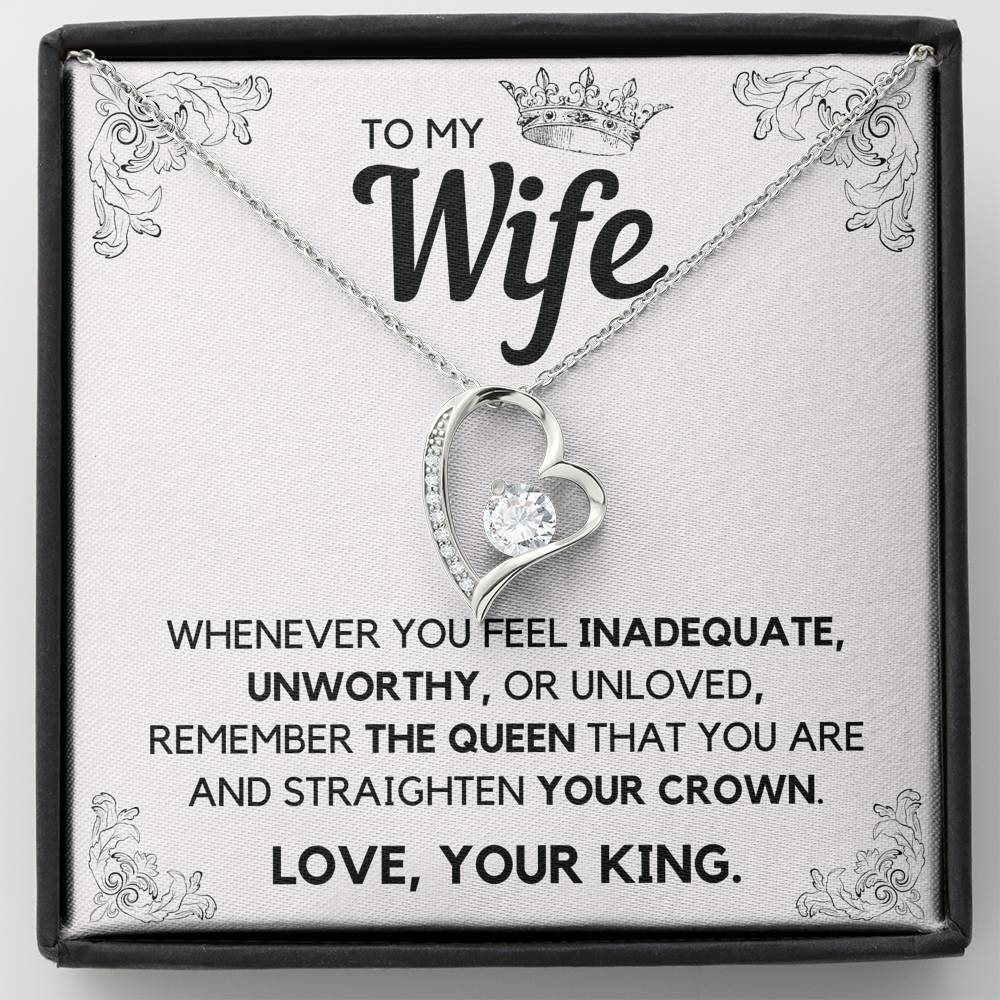 TO MY WIFE QUEEN HEART NECKLACE GIFT SET - ON CLOUD NINE GIFTS