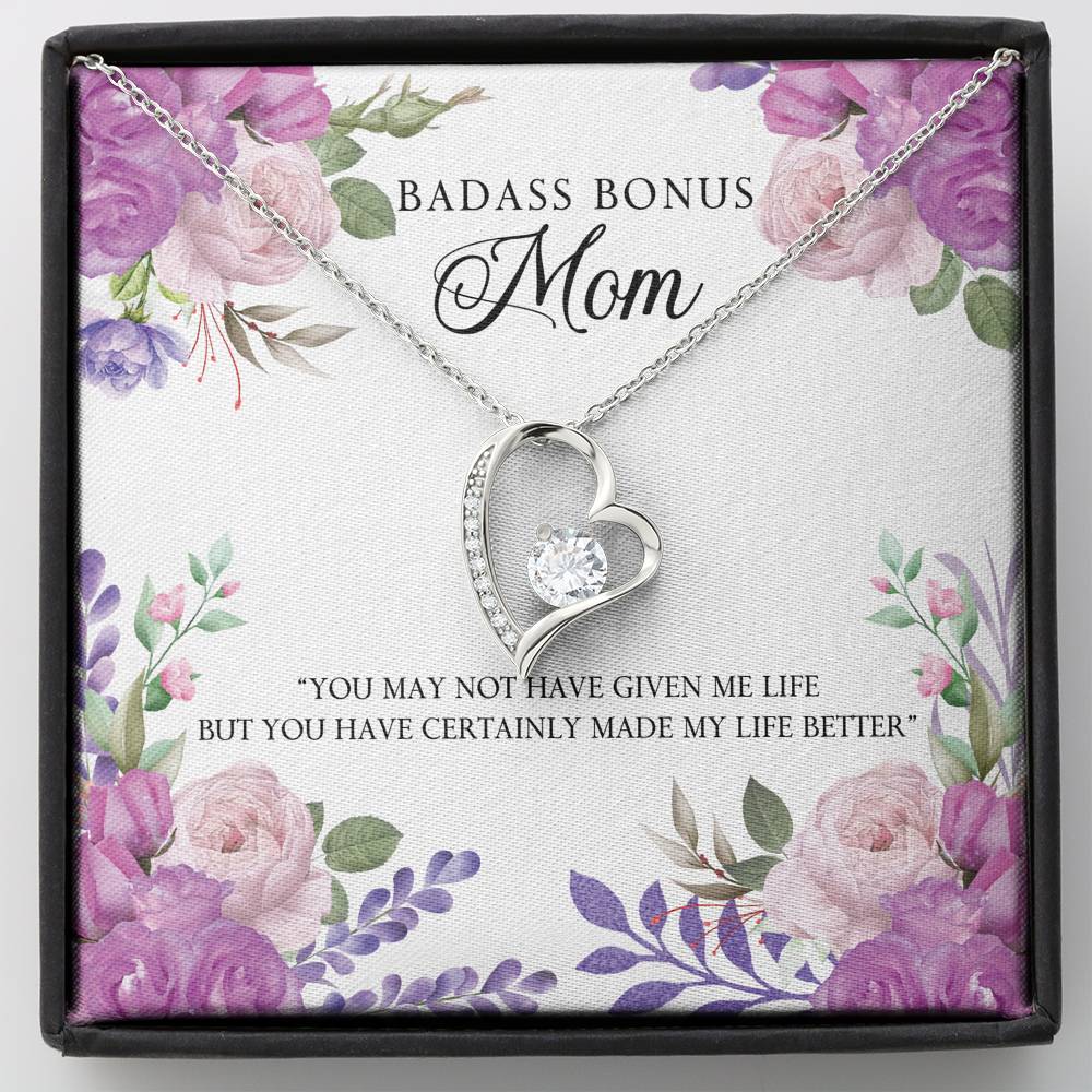 TO MY BADASS BONUS MOM "LIFE-SO" HEART NECKLACE GIFT SET - ON CLOUD NINE GIFTS