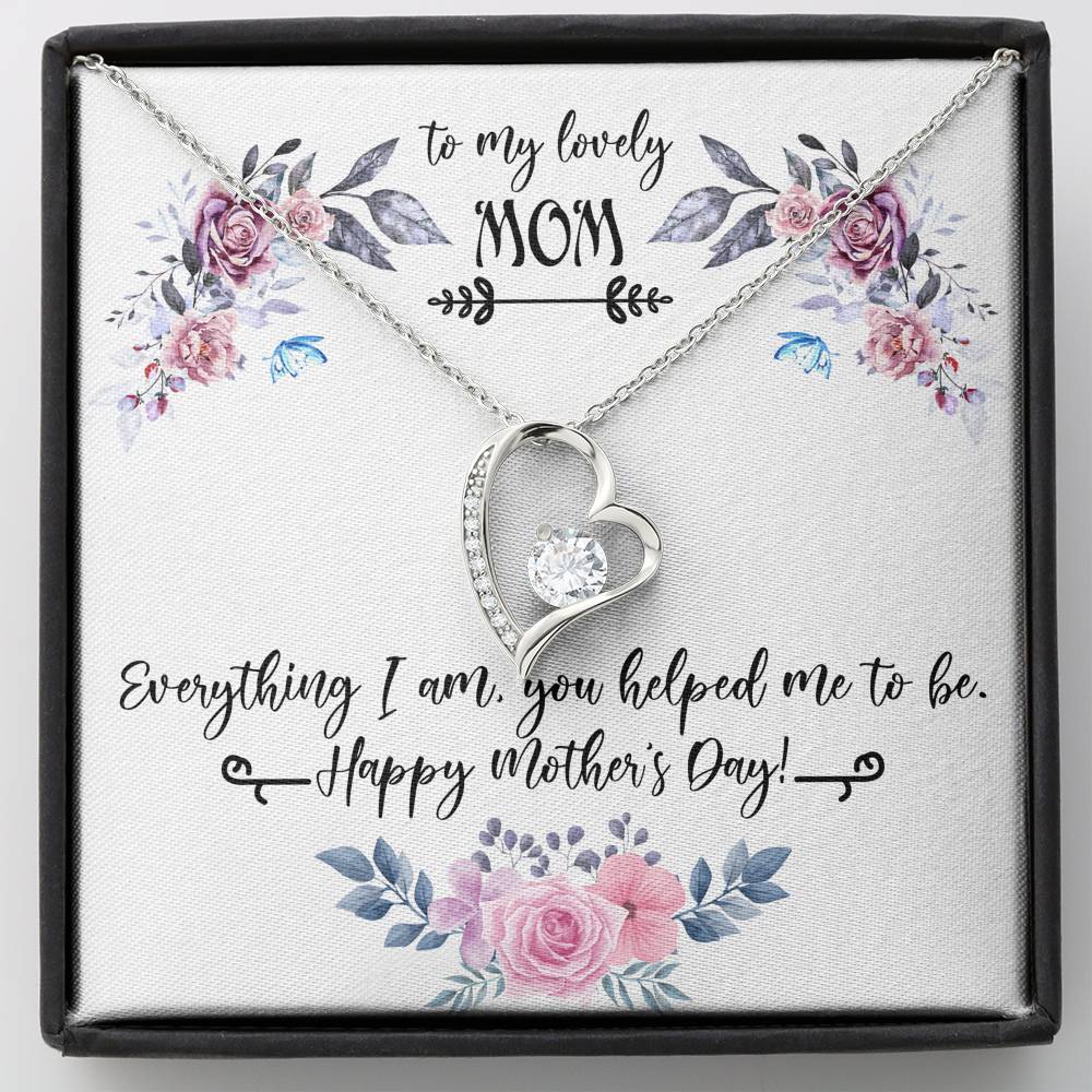 TO MY LOVELY MOM "EVERYTHING I AM PB" HEART NECKLACE GIFT SET - ON CLOUD NINE GIFTS