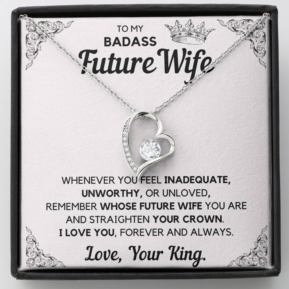 TO MY BADASS FUTURE WIFE CROWN HEART NECKLACE GIFT SET - ON CLOUD NINE GIFTS