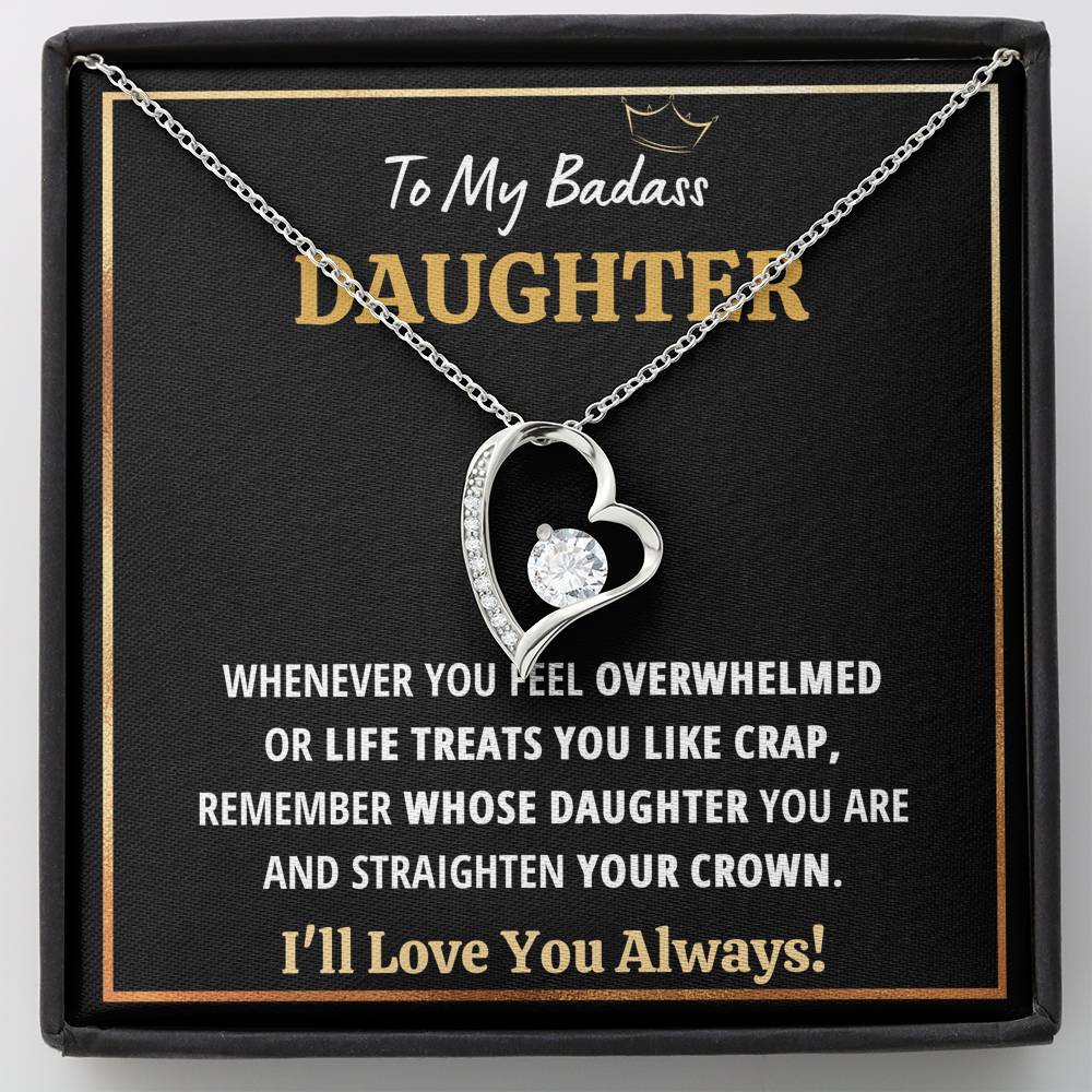 TO MY BADASS DAUGHTER "CRAP - BLACK" HEART NECKLACE GIFT SET - ON CLOUD NINE GIFTS