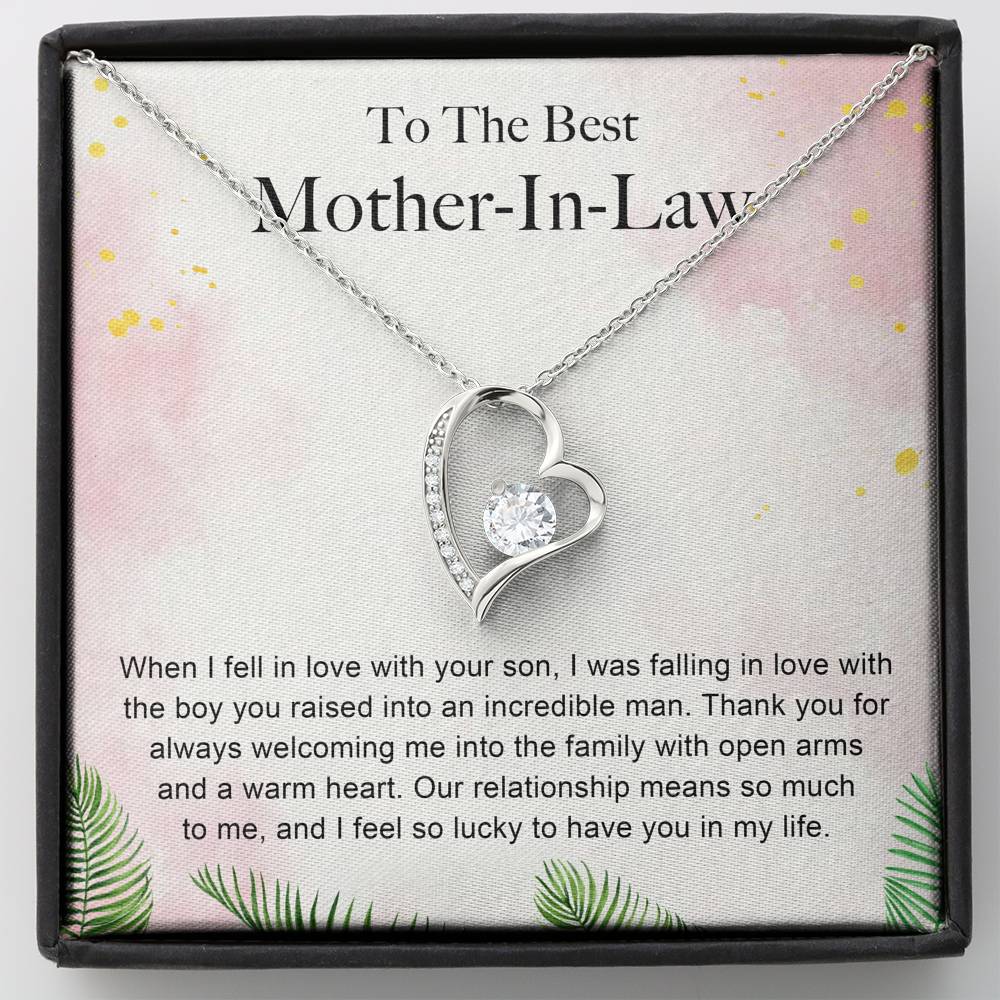 TO THE BEST MOTHER IN LAW "WARM HEART-PB" HEART NECKLACE GIFT SET - ON CLOUD NINE GIFTS