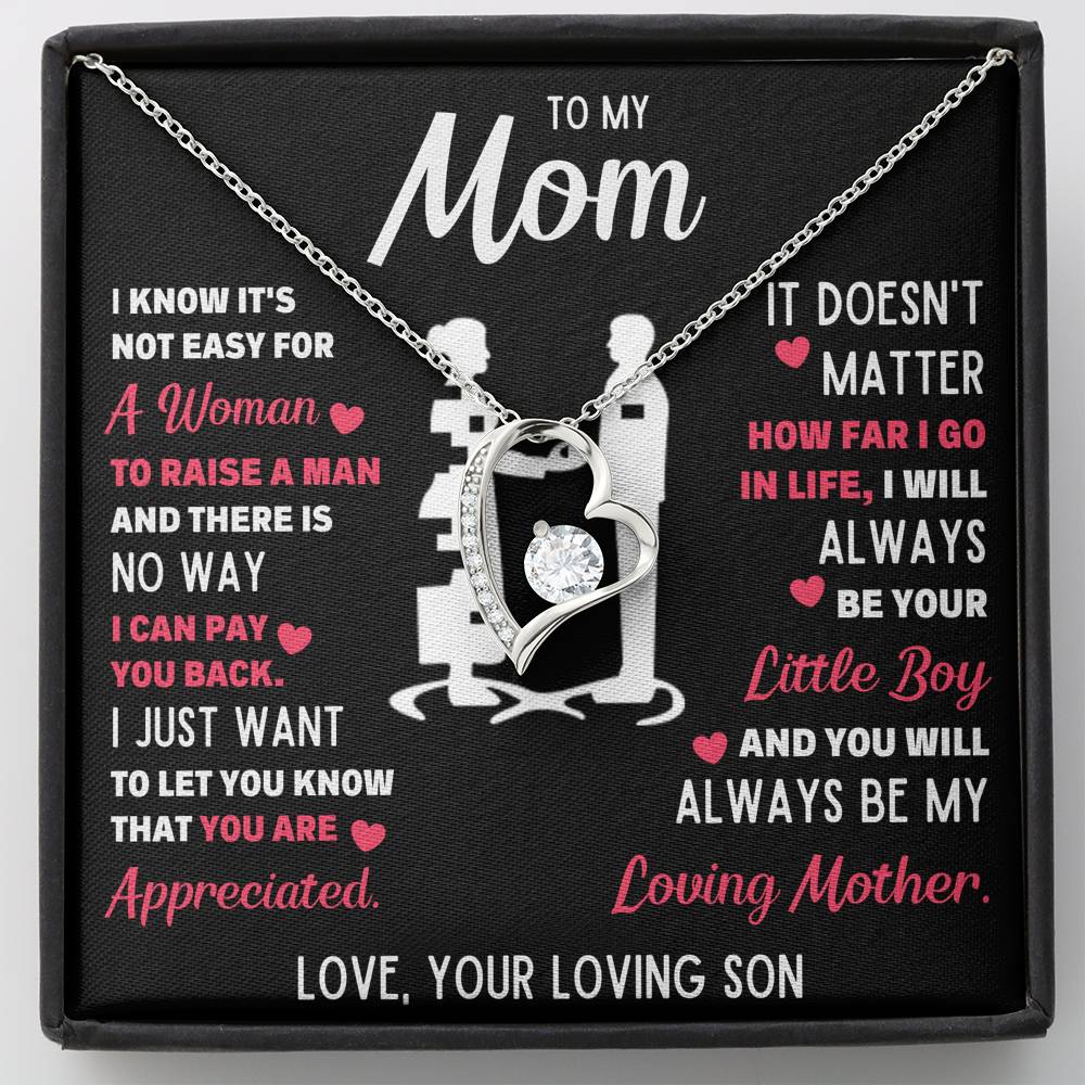 TO MY MOM LITTLE BOY WHITE HEART NECKLACE GIFT SET - ON CLOUD NINE GIFTS