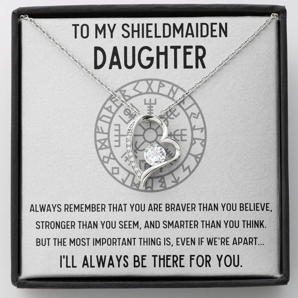 TO MY SHIELDMAIDEN DAUGHTER "BRAVER" HEART NECKLACE GIFT SET - ON CLOUD NINE GIFTS