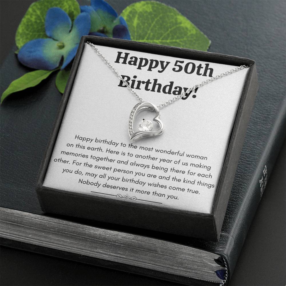 HAPPY 50TH BIRTHDAY SWEET PERSON HEART NECKLACE GIFT SET - ON CLOUD NINE GIFTS