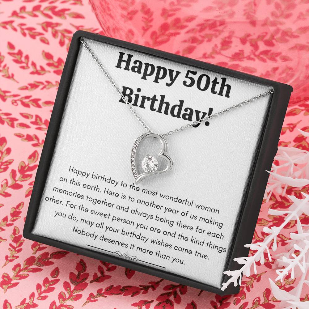 HAPPY 50TH BIRTHDAY SWEET PERSON HEART NECKLACE GIFT SET - ON CLOUD NINE GIFTS