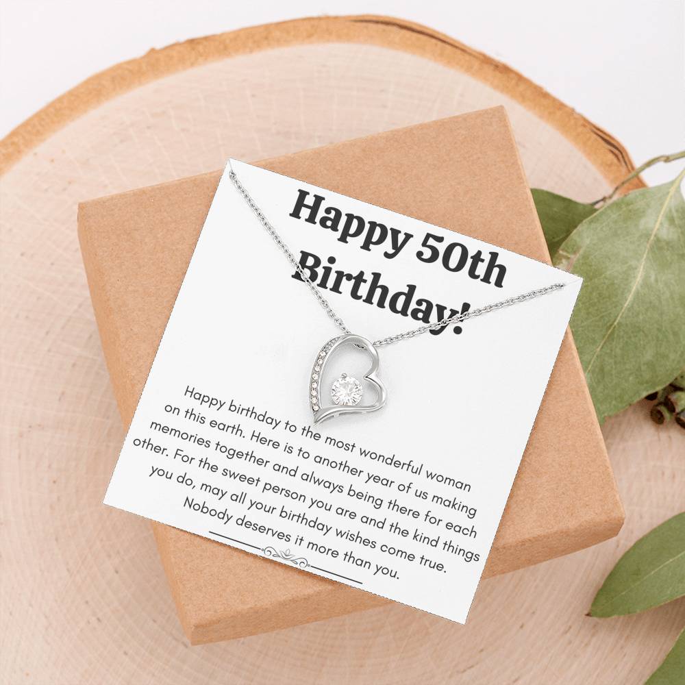 HAPPY 50TH BIRTHDAY SWEET PERSON HEART NECKLACE GIFT SET - ON CLOUD NINE GIFTS