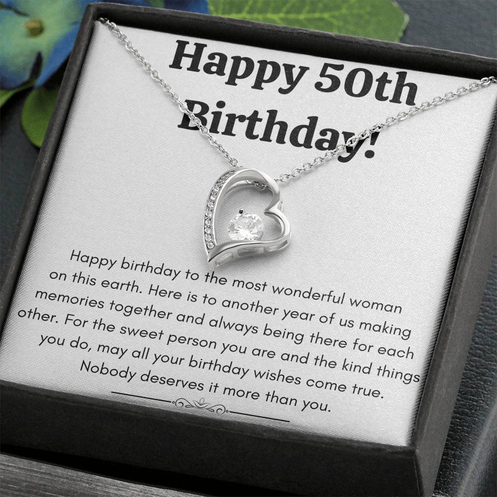 HAPPY 50TH BIRTHDAY SWEET PERSON HEART NECKLACE GIFT SET - ON CLOUD NINE GIFTS