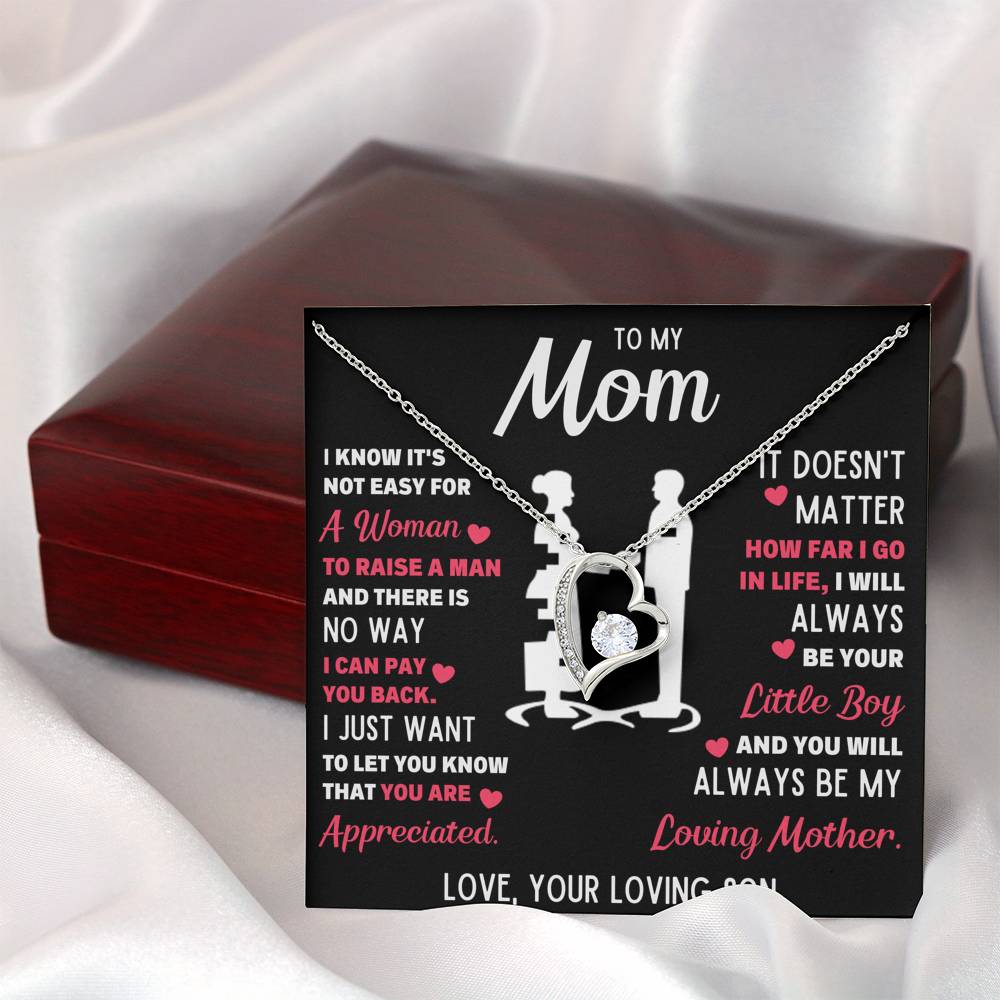 TO MY MOM LITTLE BOY WHITE HEART NECKLACE GIFT SET - ON CLOUD NINE GIFTS