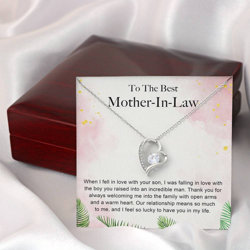 TO THE BEST MOTHER IN LAW "WARM HEART-PB" HEART NECKLACE GIFT SET - ON CLOUD NINE GIFTS