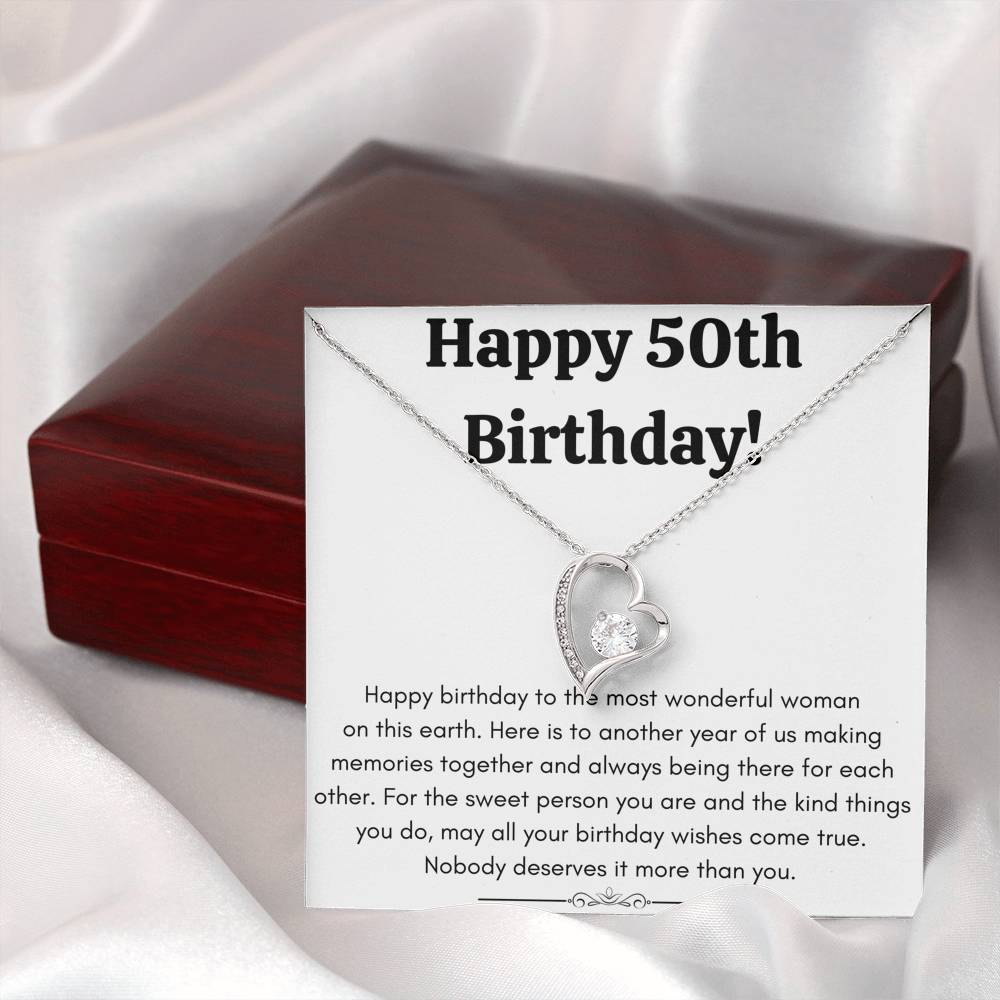 HAPPY 50TH BIRTHDAY SWEET PERSON HEART NECKLACE GIFT SET - ON CLOUD NINE GIFTS